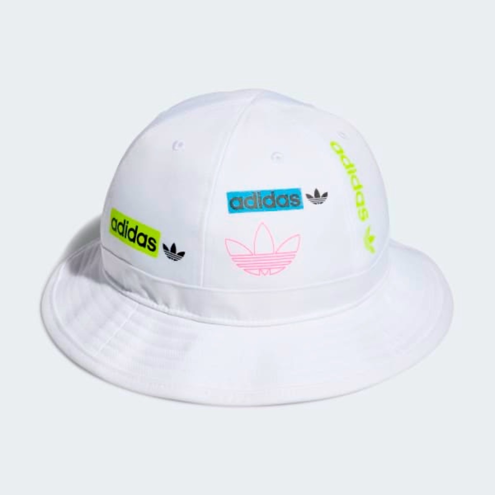 Adidas Stamp Logo Bell Bucket Hat NWT White